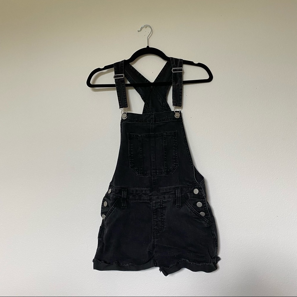 Black overall shorts